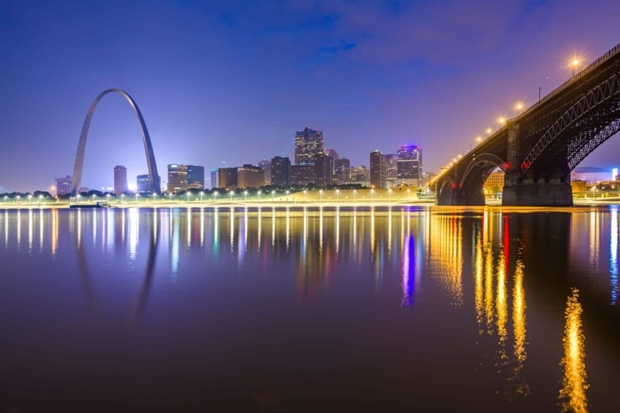 St. Louis web design company 4 St. Louis, missouri, usa downtown cityscape on the mississippi river at twilight