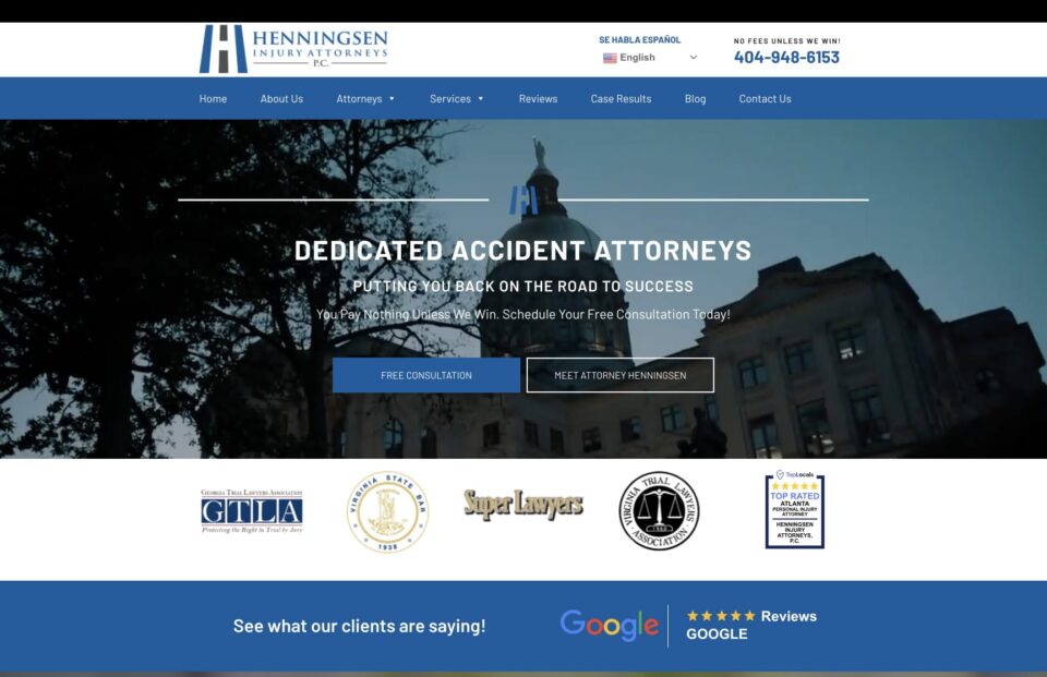 Henningsen Injury Attorneys, P.C. Web Design