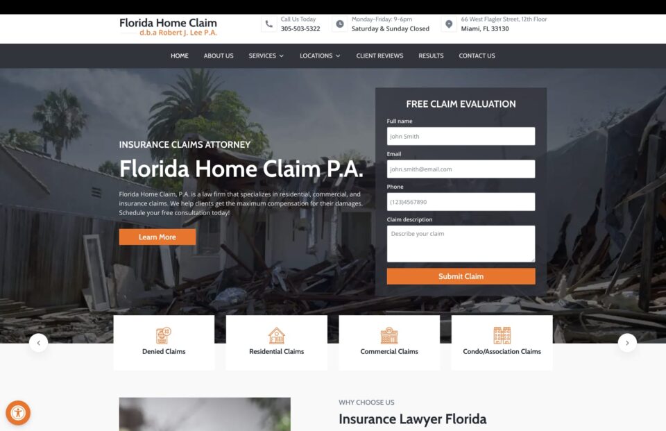 Florida Home Claim, P.A. Web Design
