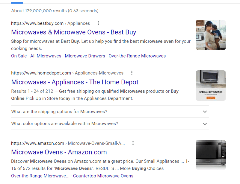 Organic search results for the keyword "buy microwave oven".