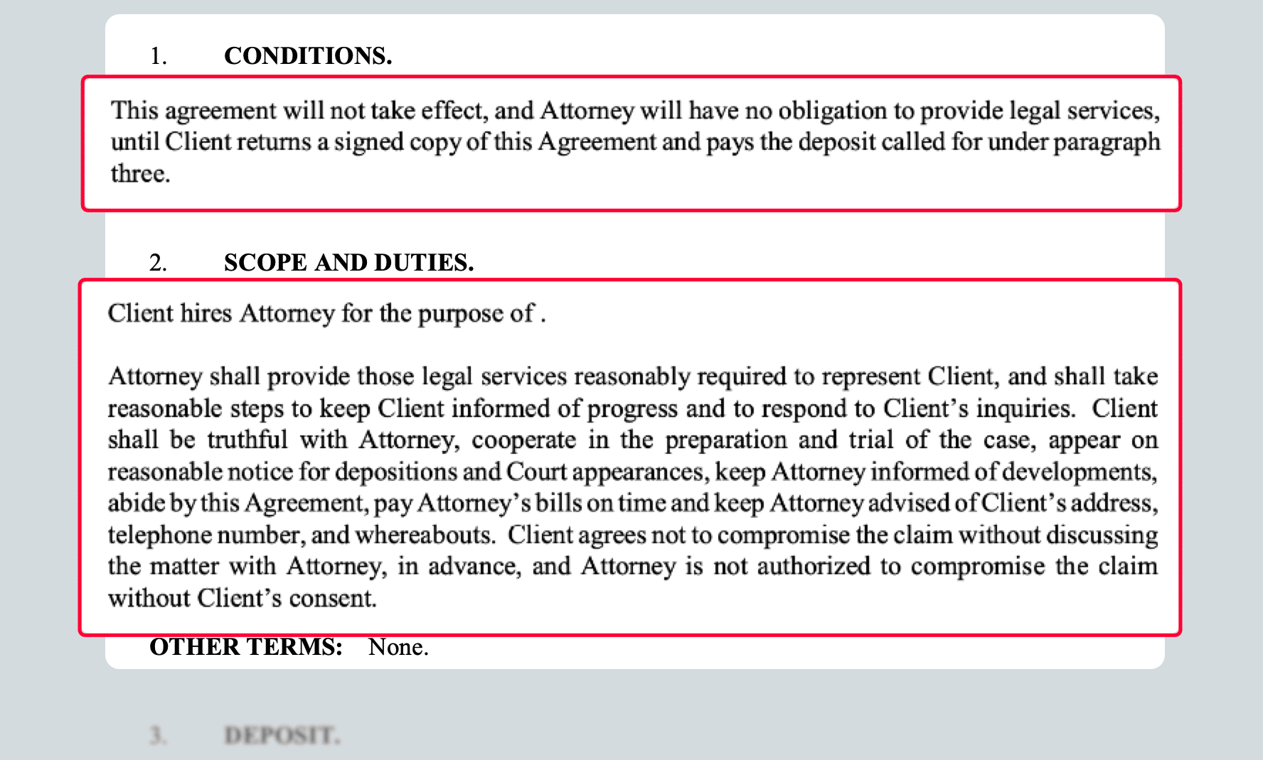 Retainer Agreement Scope and Conditions