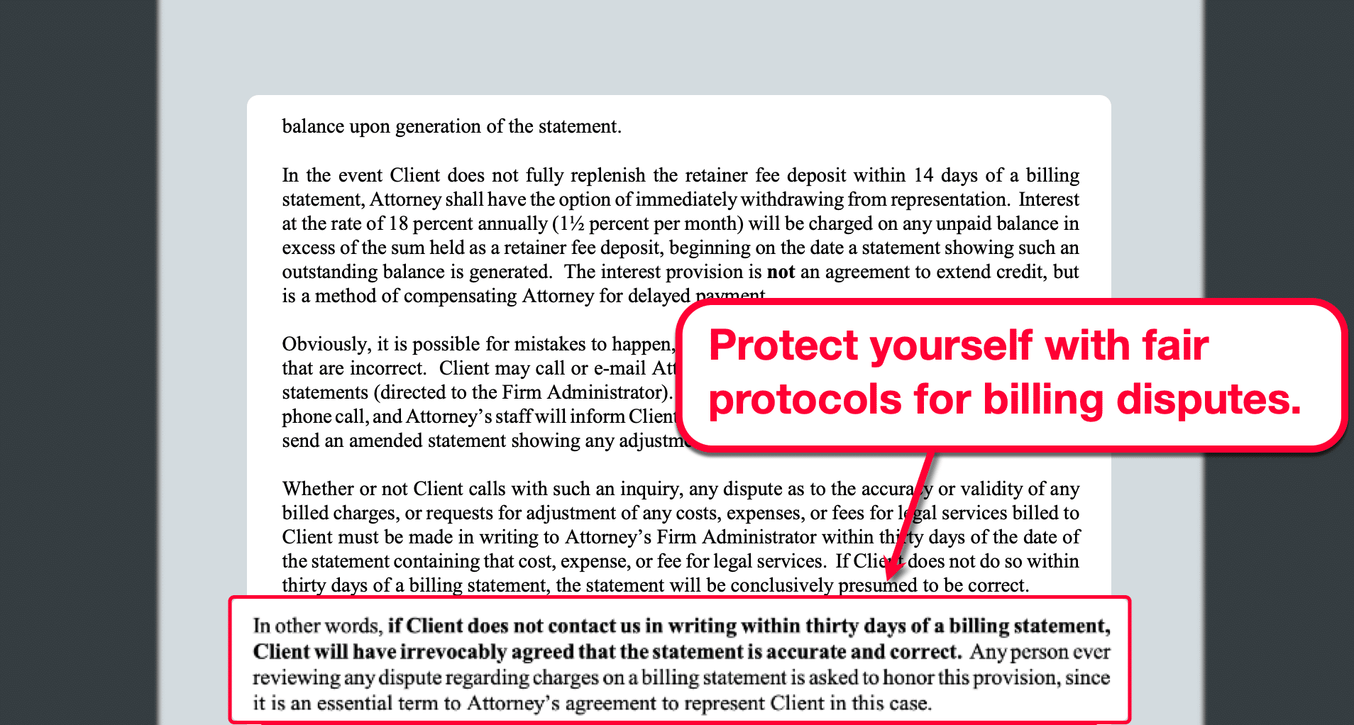 Retainer Agreement Dispute Guidelines