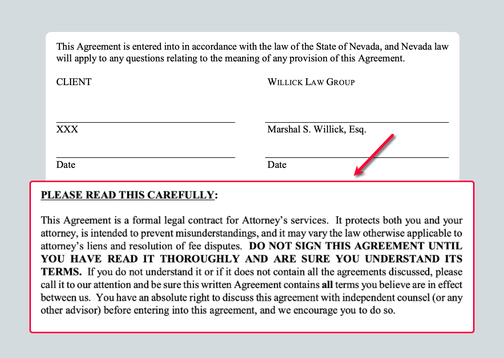 Retainer Agreement Signature Block