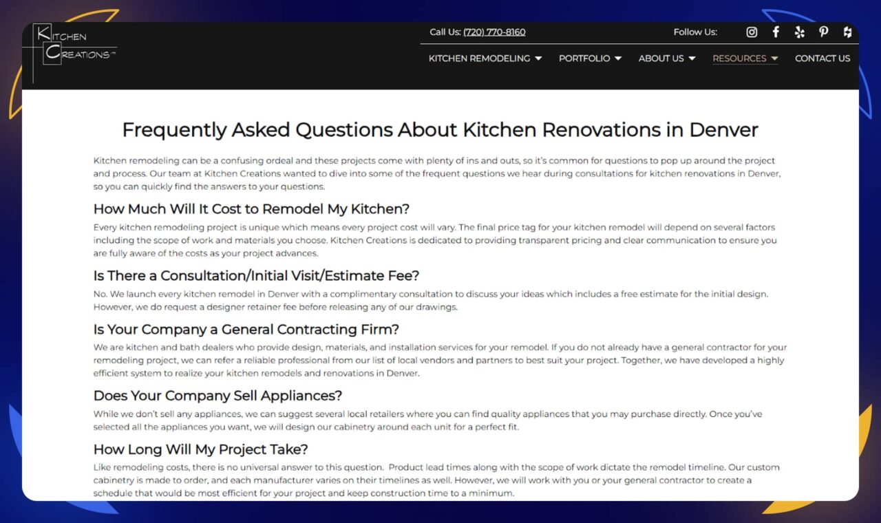 Create FAQ pages to address common questions about your business