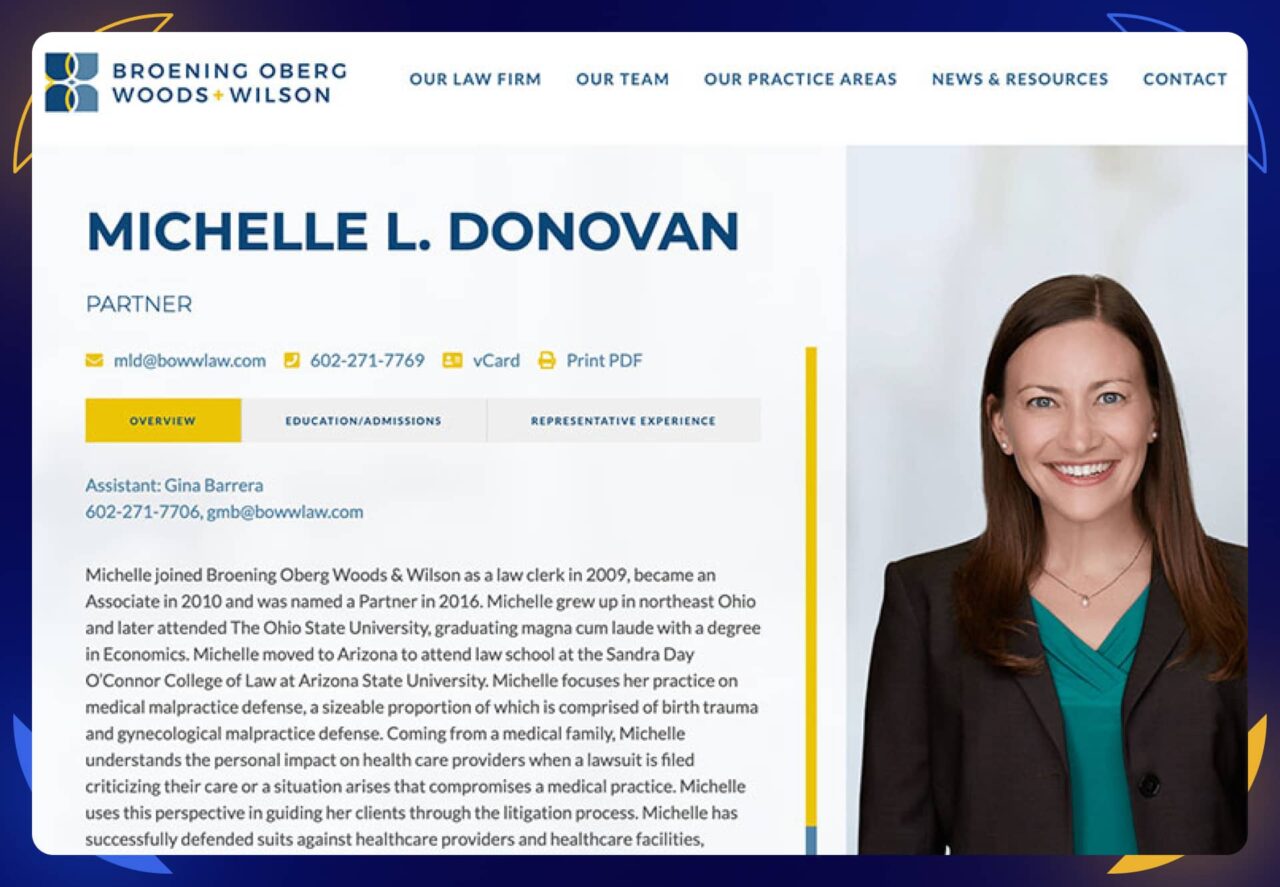 Michelle L. Donovan from the law firm Broening Oberg Woods Wilson P.C