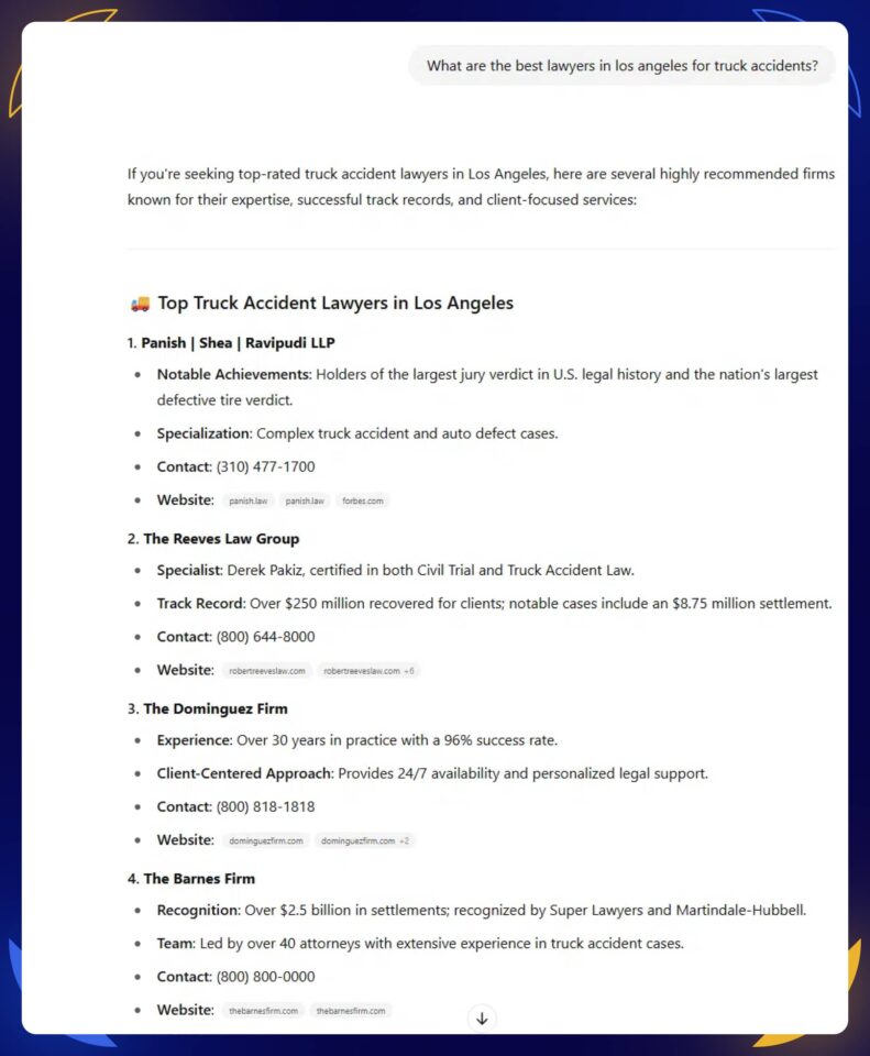 comparison of truck accident lawyers in Los Angeles